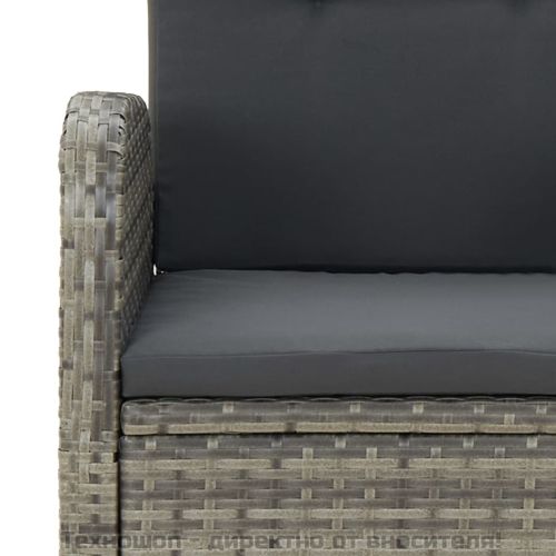 Градински трапезен комплект 7 части с възглавници сив полиратан