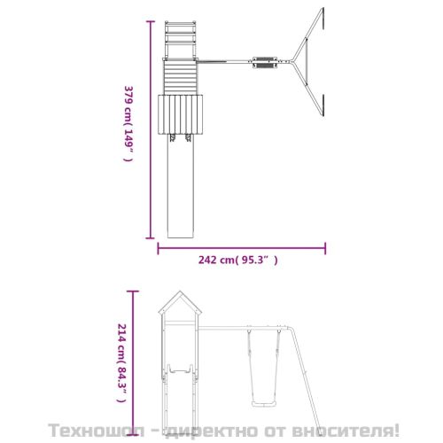 Комбинирано детско съоръжение, масивна дугласка дървесина