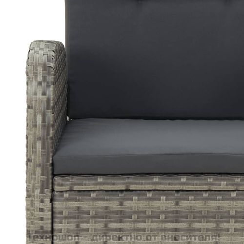 Градински трапезен комплект 5 части с възглавници сив полиратан