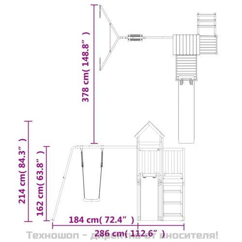 Комбинирано детско съоръжение за игра, импрегниран бор