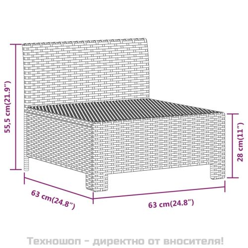 Градински лаундж комплект с възглавници 7 части полиратан сив