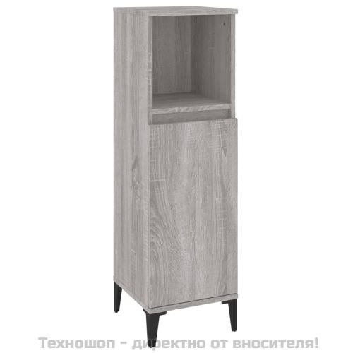 Комплект мебели за баня от 3 части сив сонома инженерно дърво