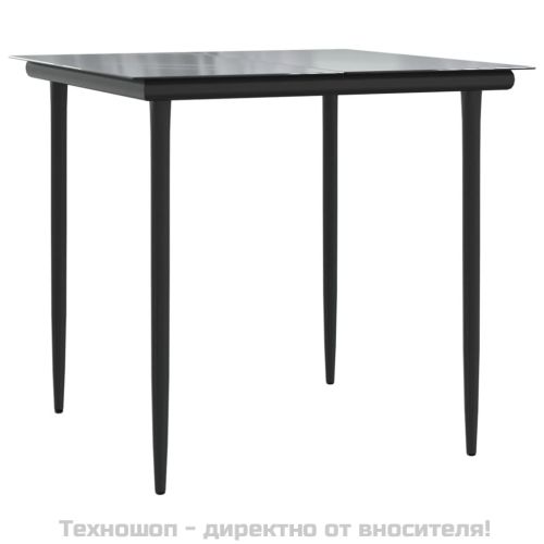 Градински трапезен комплект възглавници 5 части черен полиратан