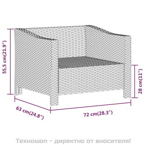 Градински лаундж комплект с възглавници 7 части полиратан сив