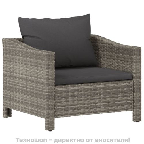 Градински лаундж комплект с възглавници 5 части сив полиратан