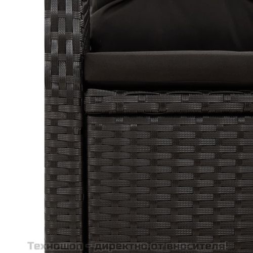 Градински трапезен комплект 7 части възглавници черен полиратан