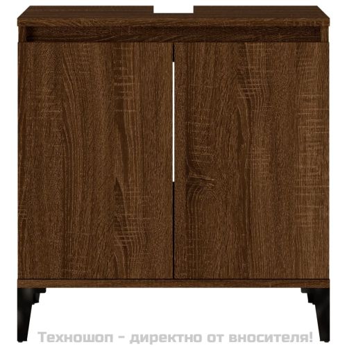 Шкаф за мивка, кафяв дъб, 58x33x60 см, инженерно дърво