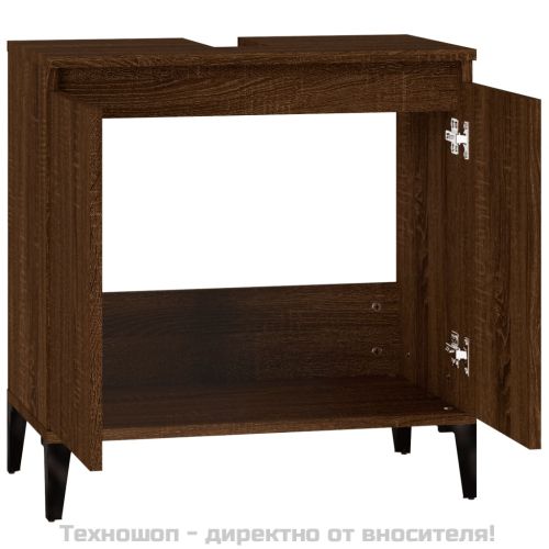 Шкаф за мивка, кафяв дъб, 58x33x60 см, инженерно дърво