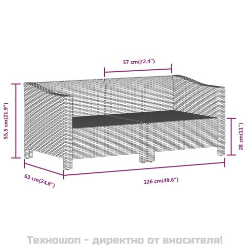 Градински лаундж комплект с възглавници 7 части полиратан сив