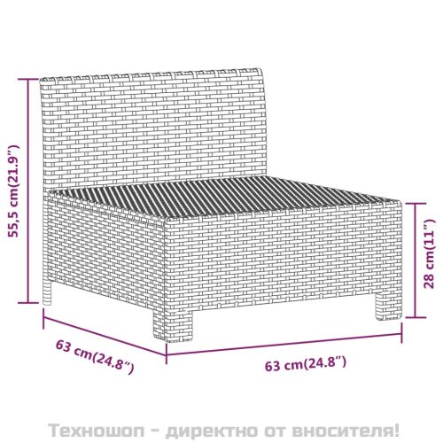 Градински лаундж комплект с възглавници 7 части полиратан сив
