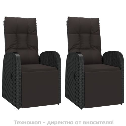 Градински трапезен комплект, 3 части, черен, полиратан и акация