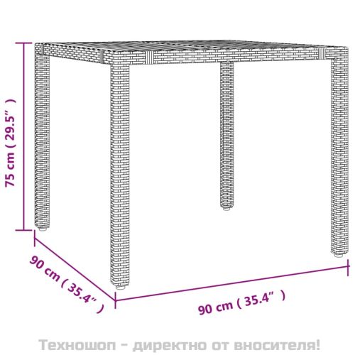 Градински трапезен комплект, 3 части, черен, полиратан и акация