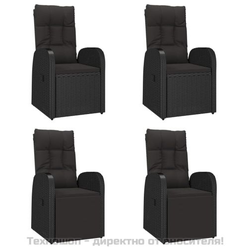 Градински трапезен комплект възглавници 5 части черен полиратан