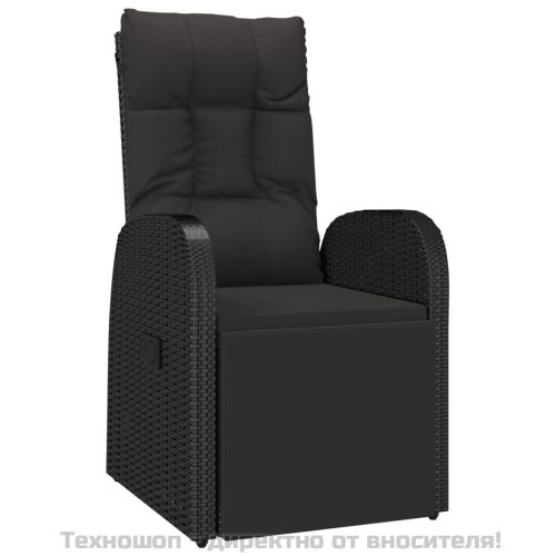 Градински трапезен комплект възглавници 5 части черен полиратан