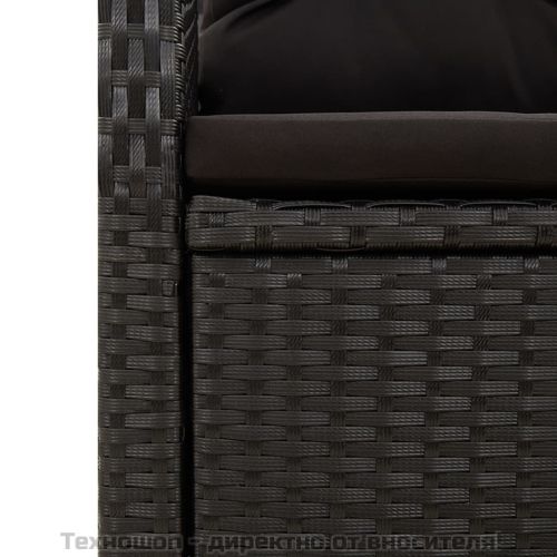 Градински трапезен комплект възглавници 5 части черен полиратан