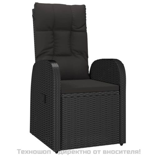 Градински трапезен комплект възглавници 5 части черен полиратан