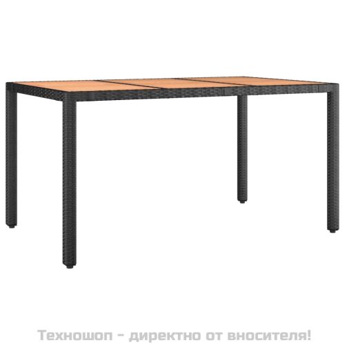 Градински трапезен комплект възглавници 5 части черен полиратан