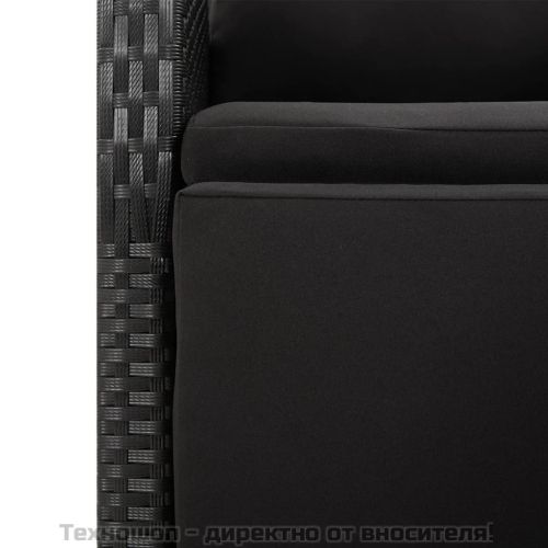 Градински трапезен комплект 7 части възглавници черен полиратан