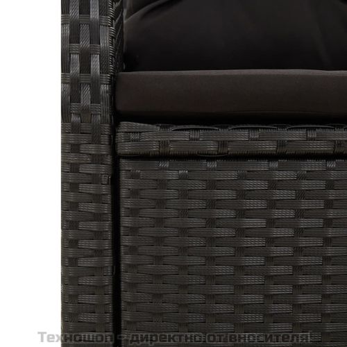 Градински трапезен комплект 7 части възглавници черен полиратан