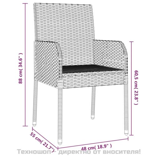 Градински трапезен комплект възглавници 5 части черен полиратан