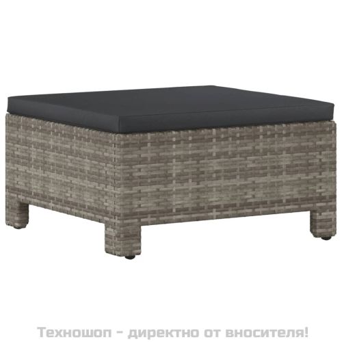 Градински лаундж комплект с възглавници 5 части сив полиратан