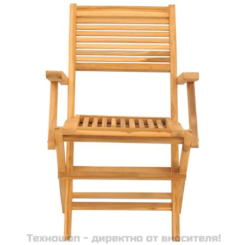 Сгъваеми градински столове, 2 бр, 55x62x90 см, тик масив