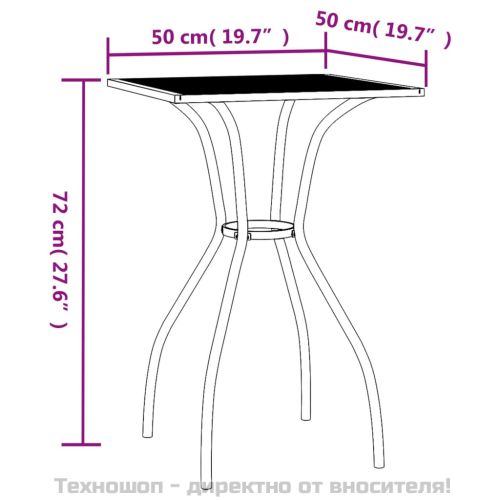 Градинска маса, антрацит, 50x50x72 cм, стомана, мрежа