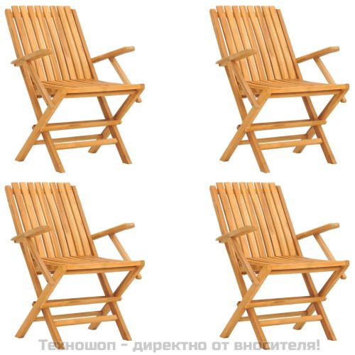 Сгъваеми градински столове, 4 бр, 61x67x90 см, тик масив
