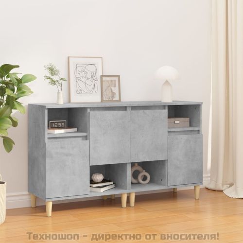 Сайдборд, 2 бр, бетонно сив, 60x35x70 см, инженерно дърво