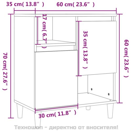 Сайдборд, 2 бр, бетонно сив, 60x35x70 см, инженерно дърво