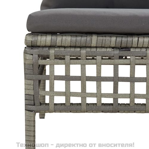 Градински лаундж комплект с възглавници 5 части сив полиратан