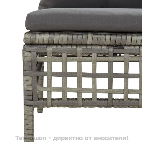 Градински лаундж комплект с възглавници 7 части полиратан сив