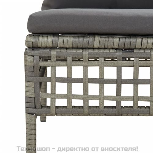 Градински комплект с възглавници, 8 части, полиратан, сив