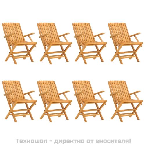 Сгъваеми градински столове, 8 бр, 61x67x90 см, тик масив