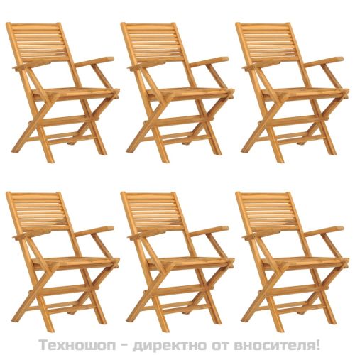 Сгъваеми градински столове, 6 бр, 55x62x90 см, тик масив
