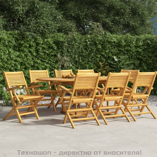 Сгъваеми градински столове, 8 бр, 55x62x90 см, тик масив