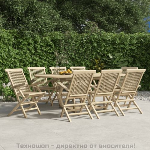 Сгъваеми градински столове, 8 бр, сиви, 56x61x89 см, тик масив