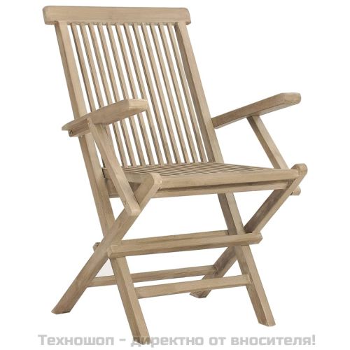 Сгъваеми градински столове, 8 бр, сиви, 56x61x89 см, тик масив