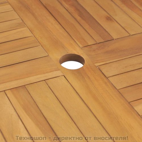 Градински трапезен комплект, 5 части, тиково дърво масив