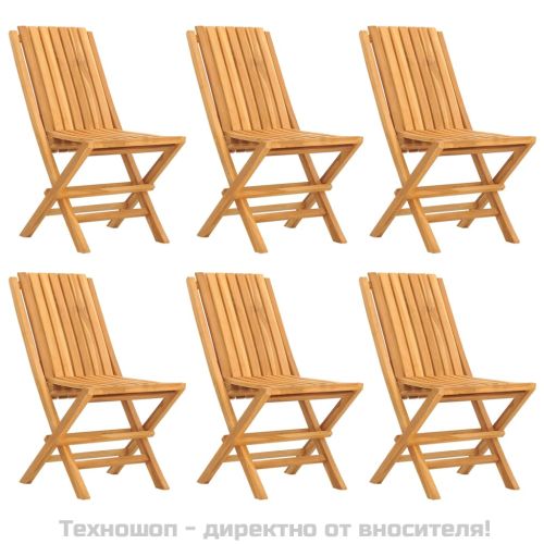 Сгъваеми градински столове, 6 бр, 47x47x89 см, тик масив