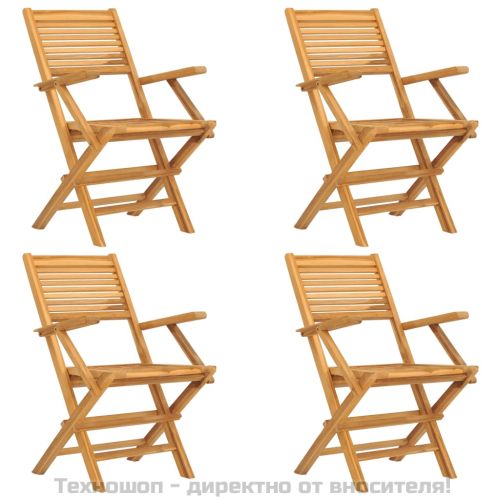 Сгъваеми градински столове, 4 бр, 55x62x90 см, тик масив