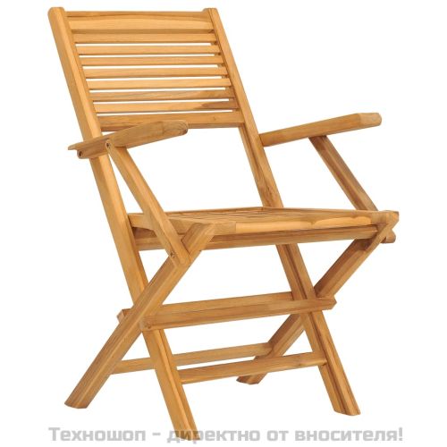 Сгъваеми градински столове, 4 бр, 55x62x90 см, тик масив