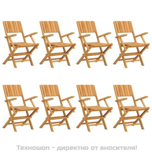Сгъваеми градински столове, 8 бр, 55x61x90 см, тик масив