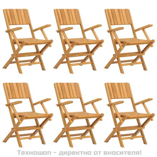 Сгъваеми градински столове, 6 бр, 55x61x90 см, тик масив