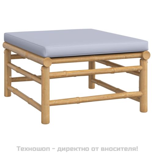 Градински комплект със светлосиви възглавници 3 части бамбук
