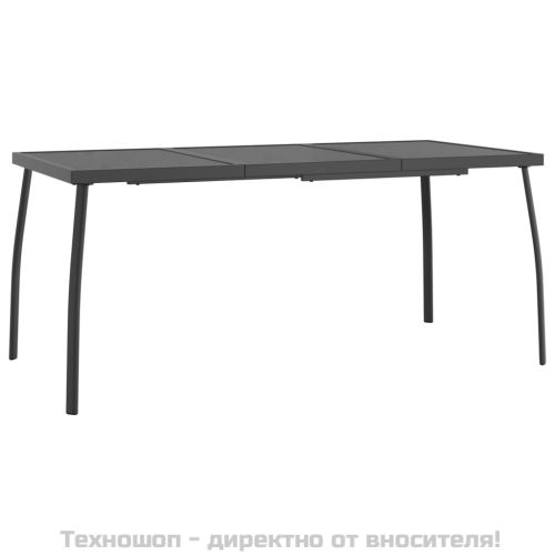 Градински трапезен комплект от 7 части, антрацит, стомана