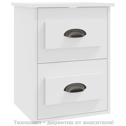 Нощни шкафчета за стенен монтаж, 2 бр, бели, 41,5x36x53 см