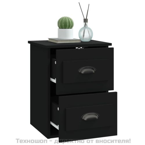 Нощно шкафче за стенен монтаж, черно, 41,5x36x53 см