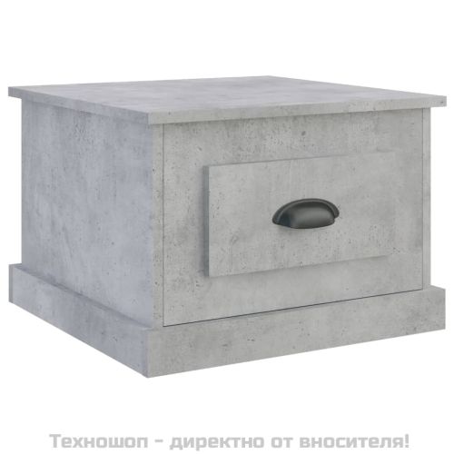 Кафе маса, бетонно сива, 50x50x35 см, инженерно дърво