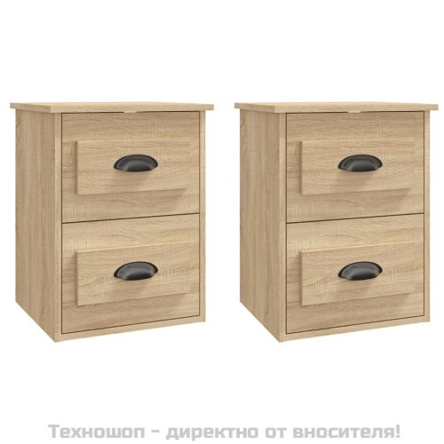 Нощни шкафчета за стенен монтаж 2 бр сонома дъб 41,5x36x53 см